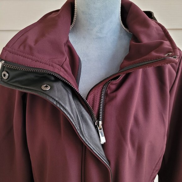 NWOT Badgley Mischka Paneled Thermotech Jacket Coat in Burgundy Style 66934 - Picture 4 of 16